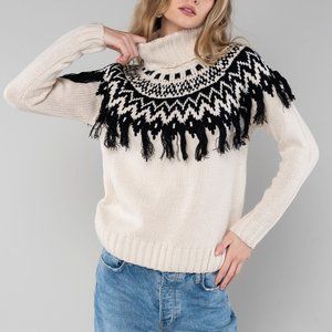Lovestitch Fringed Fair Isle Sweater, size small